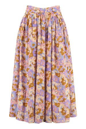 Violet floral print skirt-0